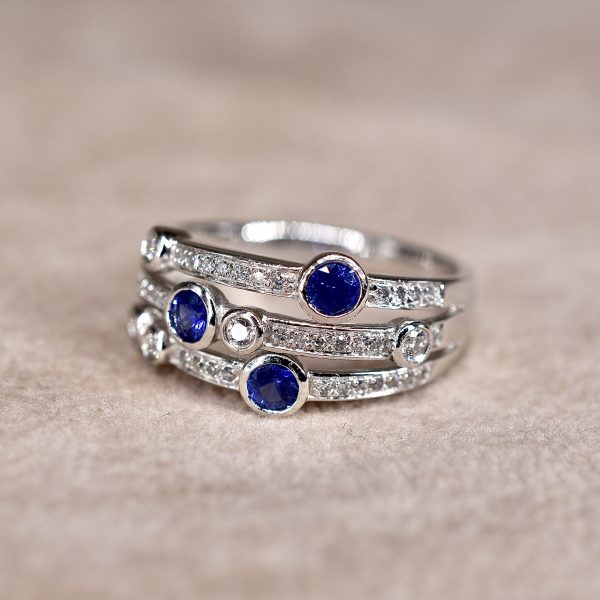 Sapphire & Diamond Bubble Ring