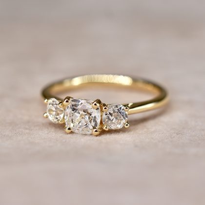 Remounted Old Mine 0.75ct Diamond Trilogy