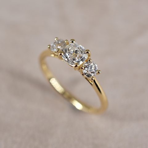 Remounted Old Mine 0.75ct Diamond Trilogy