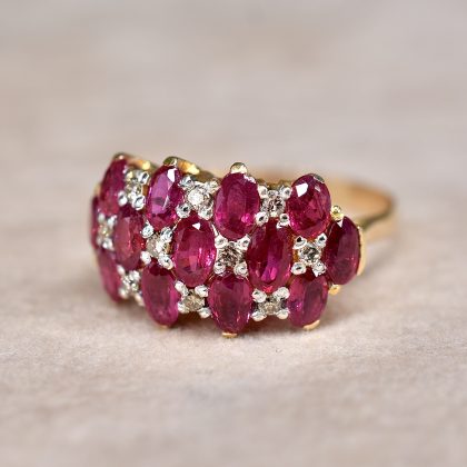 Vintage Ruby & Diamond Bombe Ring