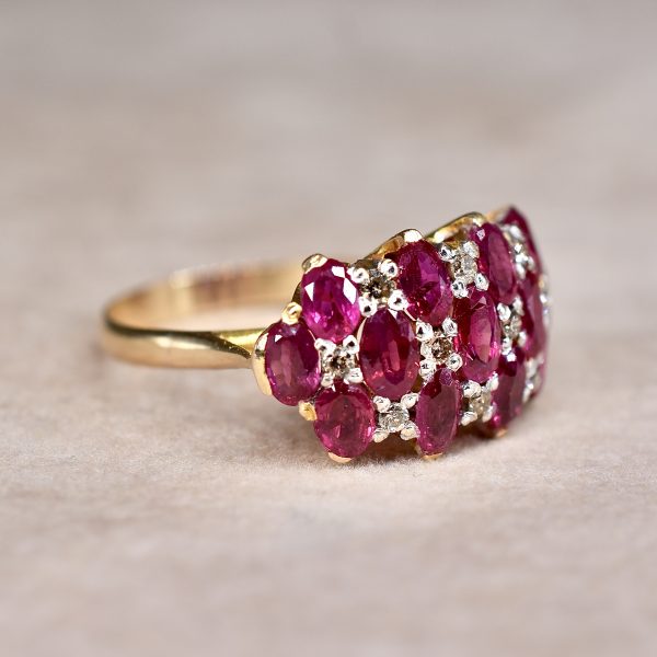 Vintage Ruby & Diamond Bombe Ring