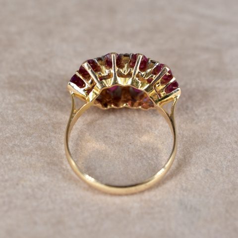 Vintage Ruby & Diamond Bombe Ring