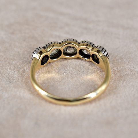 Antique Old Mine Cut Five Stone Ring