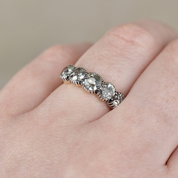 Antique Old Mine Cut Five Stone Ring