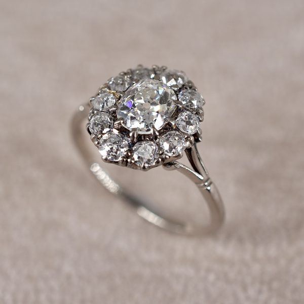 Antique Old Mine Cut Diamond Cluster Ring