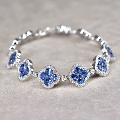 Sapphire & Diamond Clover Bracelet