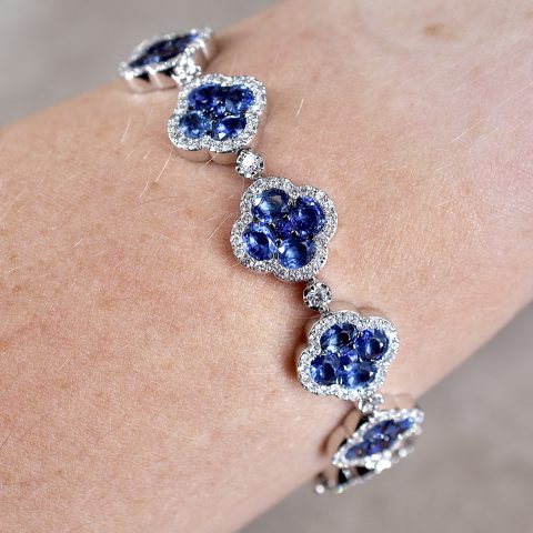 Sapphire & Diamond Clover Bracelet