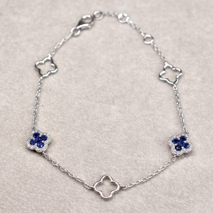 Sapphire & Diamond Clover Bracelet