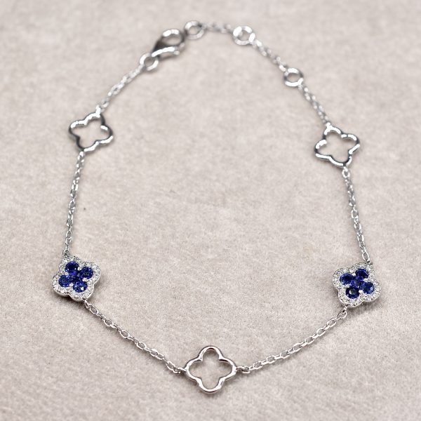 Sapphire & Diamond Clover Bracelet