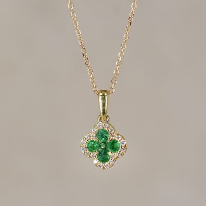 Emerald & Diamond Clover Necklace