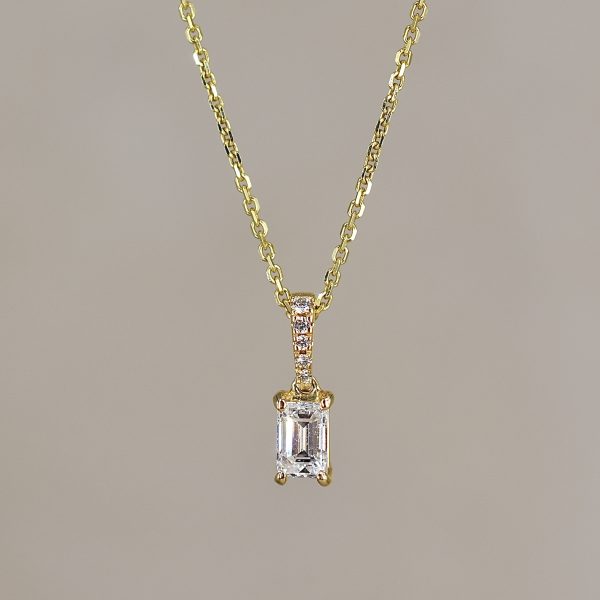 Emerald Cut 0.20ct Diamond Necklace