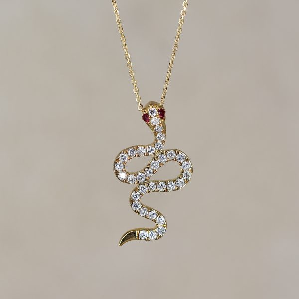 Diamond & Ruby Snake Necklace