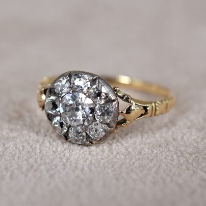 Georgian Old Mine Diamond Cluster Ring