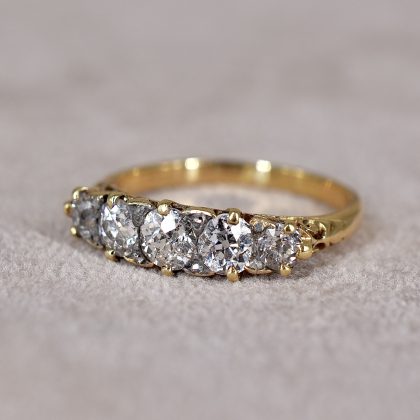 Antique Old Mine 0.65ct Diamond Boat Ring
