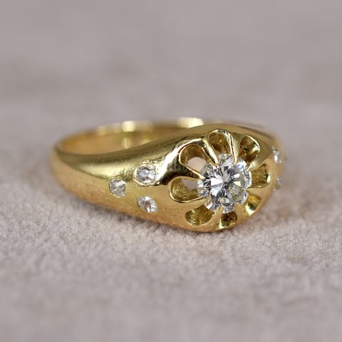 Vintage Gypsy Set 0.55ct Diamond Ring