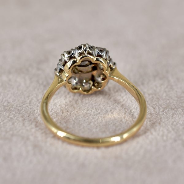 Edwardian Pearl & Old Euro Diamond Cluster Ring