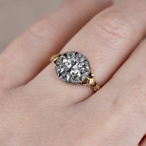 Georgian Old Mine Diamond Cluster Ring