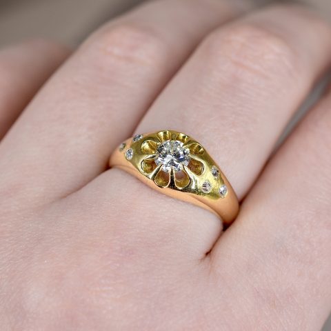 Vintage Gypsy Set 0.55ct Diamond Ring