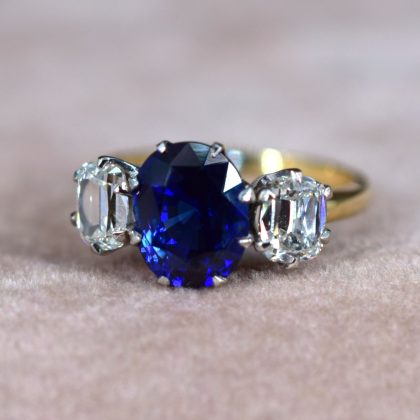 Oval Sapphire & Diamond Trilogy