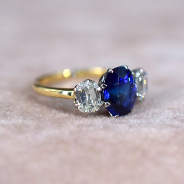 Oval Sapphire & Diamond Trilogy