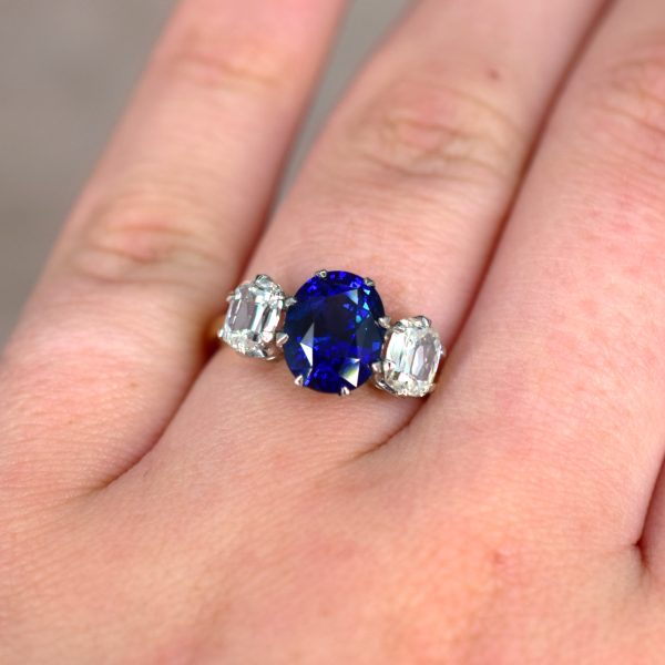 Oval Sapphire & Diamond Trilogy