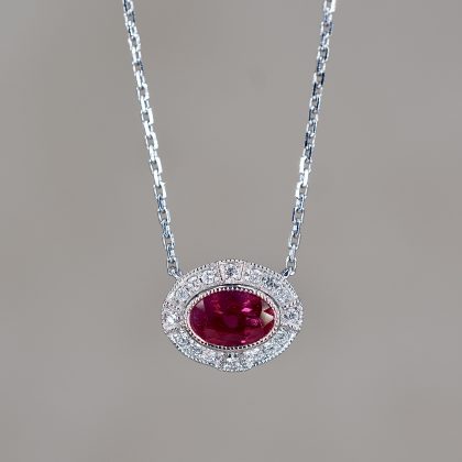Ruby & Diamond Deco Necklace