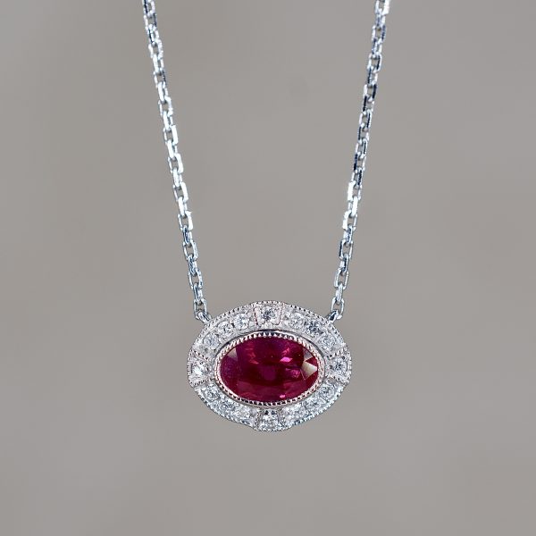Ruby & Diamond Deco Necklace