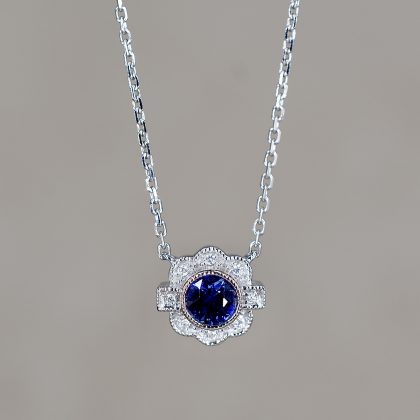 Sapphire & Diamond Deco Necklace