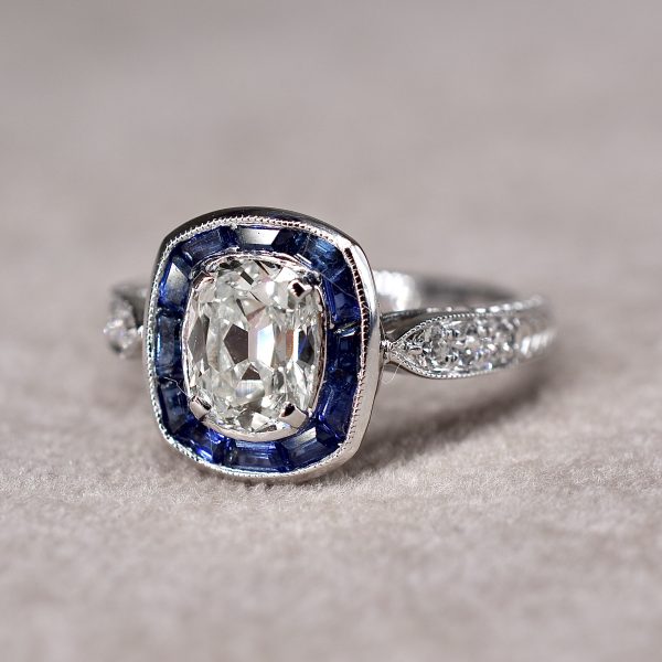Oval Diamond & Sapphire Target Ring