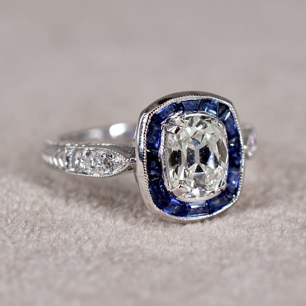 Oval Diamond & Sapphire Target Ring