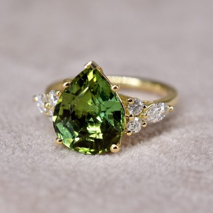 Green Tourmaline & Diamond Ring