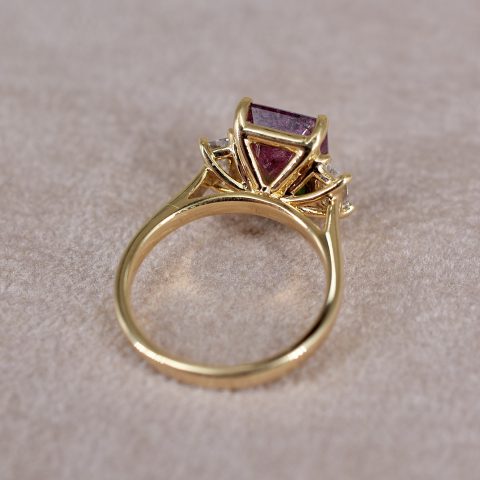 Watermelon Tourmaline & Diamond Trilogy Ring