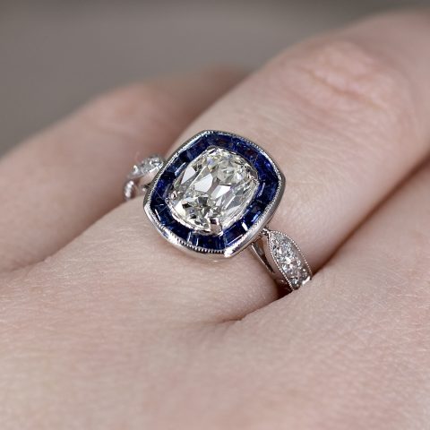 Oval Diamond & Sapphire Target Ring