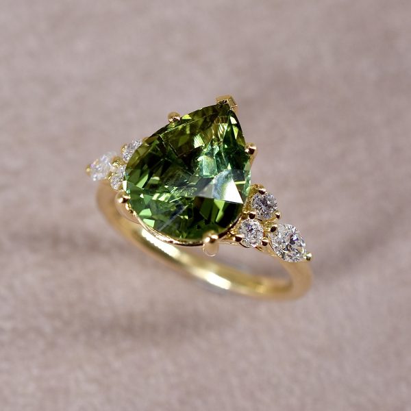 Green Tourmaline & Diamond Ring