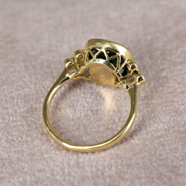 Green Tourmaline & Diamond Rubover Ring