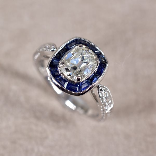 Oval Diamond & Sapphire Target Ring