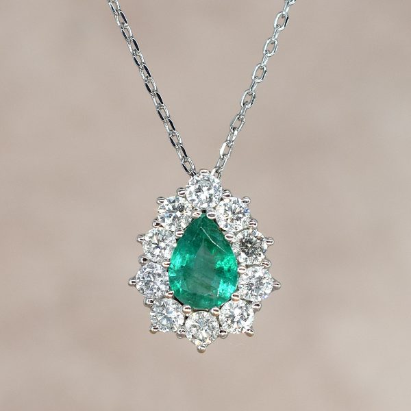 Emerald & Diamond Cluster Necklace