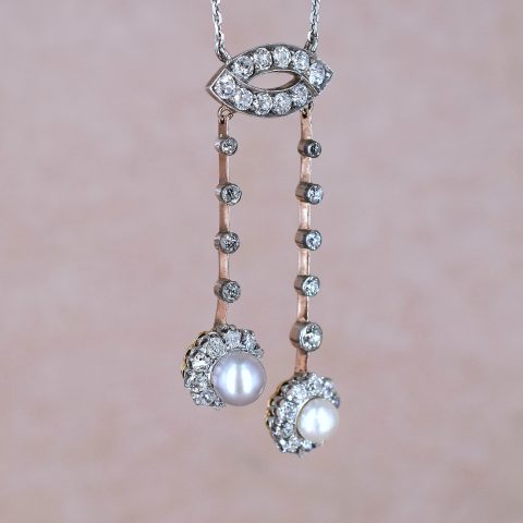 Diamond and Pearl Double Drop Pendant