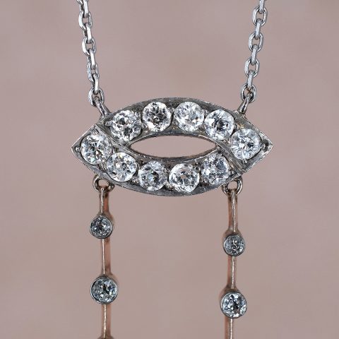 Diamond and Pearl Double Drop Pendant