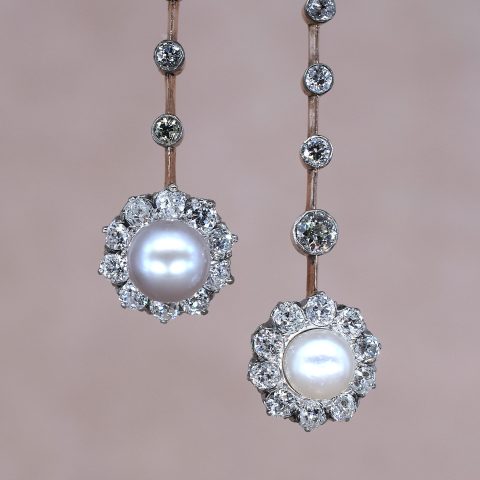 Diamond and Pearl Double Drop Pendant