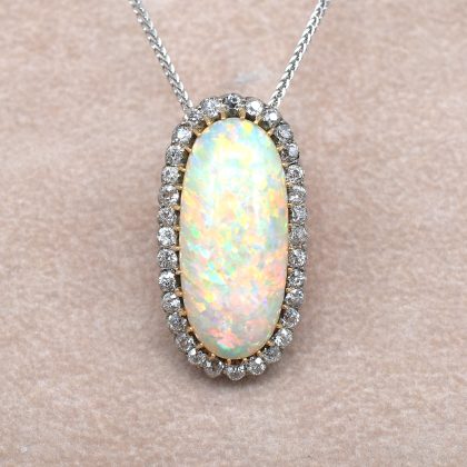Coober Pedy Opal & Old Cut Diamond Necklace