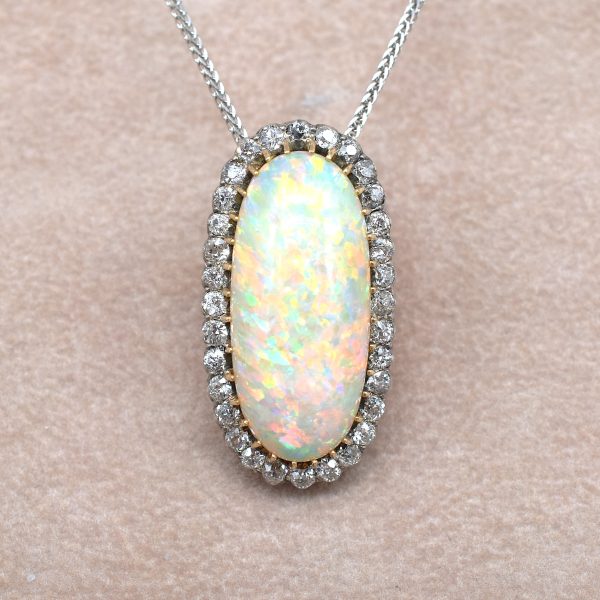 Coober Pedy Opal & Old Cut Diamond Necklace