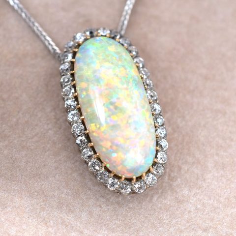 Coober Pedy Opal & Old Cut Diamond Necklace