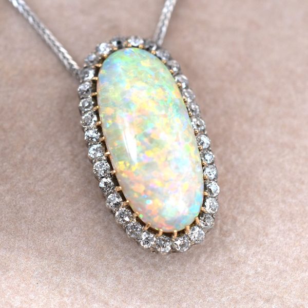 Coober Pedy Opal & Old Cut Diamond Necklace