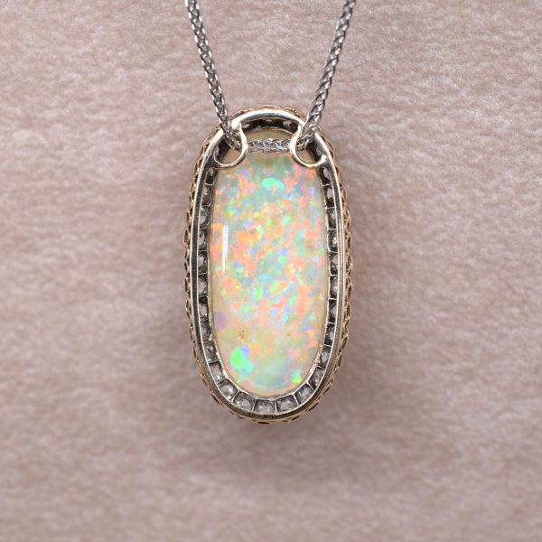Coober Pedy Opal & Old Cut Diamond Necklace