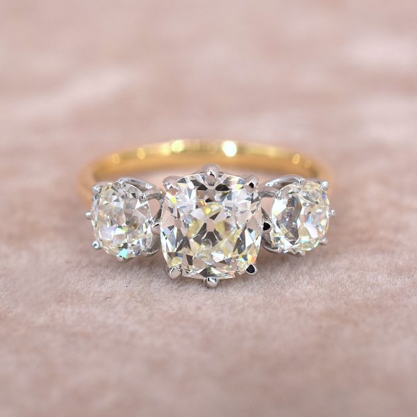 Remounted Old Mine 3.56ct Diamond Trilogy