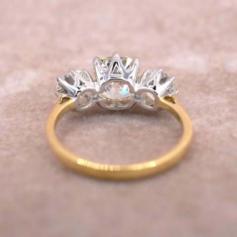 Remounted Old Mine 3.56ct Diamond Trilogy