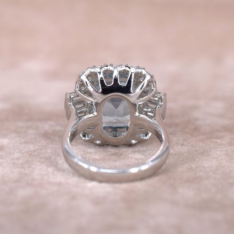 Aquamarine & Diamond Halo Ring