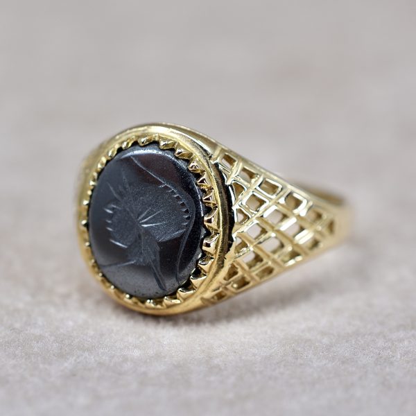 Vintage Hematite Signet Ring