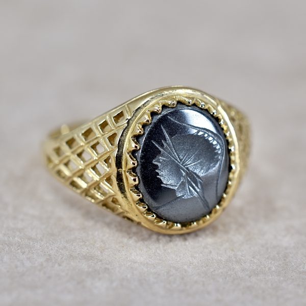 Vintage Hematite Signet Ring